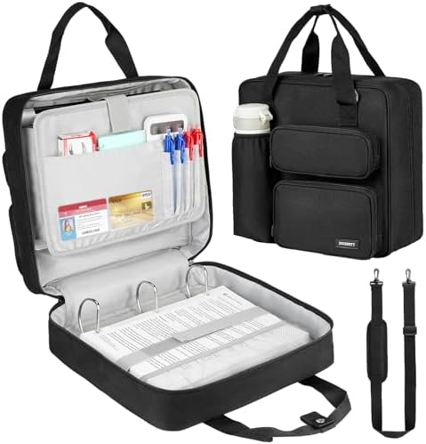 Zipper Binder 3 Ring, 700 Sheets Capacity, Binder 3 Inch with Shoulder Strap Fits 13 Inch Laptop for School and Office,Black by ZIOZERTT