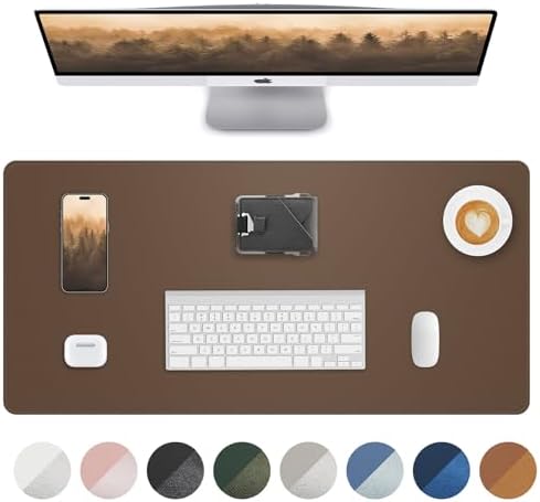 Leather Desk Pad Protector,Desk Mat,Large Mouse Pad, Non-Slip Desk Pad, Waterproof PU Leather Desk Blotter Mat, Desk Cover for Office and Home (Dark Khaki, 36" x 17") by AFIING