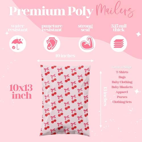 Pretty Package Store Poly Mailers 10x13, Cherry, 100 Pack - Image 2