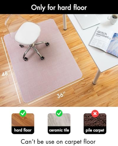 BARoyal Office Chair Mat for Hardwood Floor Under Desk Computer Rolling Chair Mat for Wood/Tile Floor Non-Slip Heavy Duty Desk Rug PVC Plastic Hard Floor Protector 36" x 48"(Blush) - Image 3