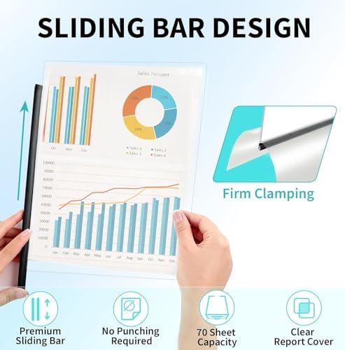 Binditek Clear Report Covers with Sliding Bars, 70 Sheet Capacity, 40 Pack - Image 5
