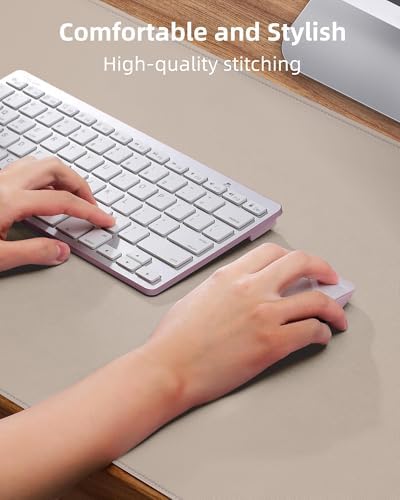 Leather Desk Pad Protector, Mouse Pad, Office Desk Mat, Non-Slip PU Leather Desk Blotter, Laptop Desk Pad, Waterproof Desk Writing Pad for Office and Home (Beige, 31.5" x 15.7") - Image 3