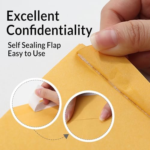 SUNEE 9 x12 Manilla Envelopes, 28lb Brown Kraft, Ultra Strong Quick-Seal Security Catalog Mailing Envelopes for Flat Letter Size Documents or Photos, 100 Count - Image 4