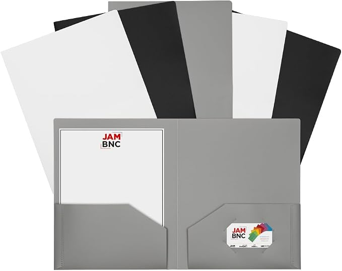 JAM PAPER Heavy Duty Plastic 2 Pocket Extra Tough School Folders - Assorted Business Colors - 6/Pack - Image 4