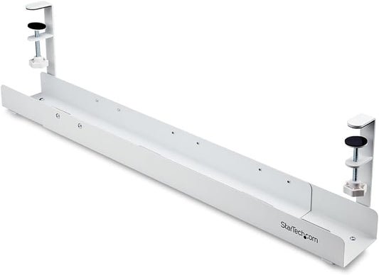 StarTech Under Desk Cable Management Tray, White (CALW-Desk-Cable-Tray) | Clamp-On Installation, No Drilling Required, Length Adjustable by Unknown