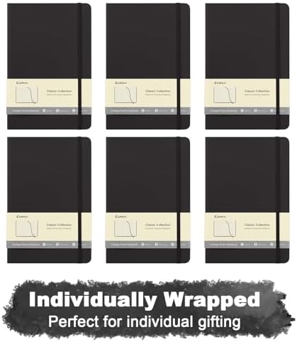 Comix 6 Pack Lined Journal Notebooks for Work, 240 Pages, 5.5"x8.3", Black - Image 5