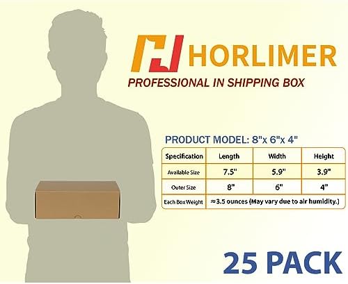 HORLIMER 8x6x4 inches Shipping Boxes Set of 25, Brown Corrugated Cardboard Box Literature Mailer - Image 2