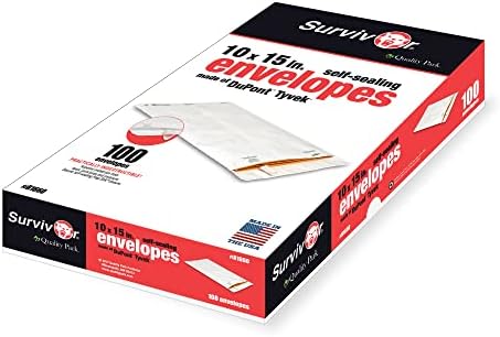 Quality Park QUAR1660 Survivor 10 x 15 Tyvek Catalog Mailer with Self Sealing Closure, 14 lb Puncture, Tear and Moisture Resistant DuPont Tyvek Envelopes, 100 per Box (R1660),White - Image 2