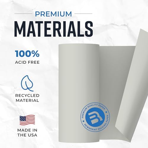 Bryco Goods Large Newsprint Packing Paper Roll 1000'L x 17.5”W, Made in USA - Image 3
