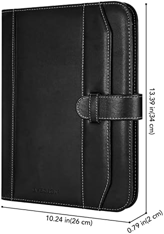 Leather Portfolio Notebook with Folder，Storage Clipboard with Cover for Legal Pad Holder Letter Size A4 Writing Pad for Business School Office Resume Conference Notepad Clip Boards(Black) - Image 3