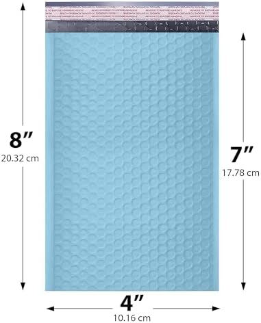 Light Blue Bubble Mailers 4x8, Poly Padded Envelopes #000, 500 Pack - Image 2