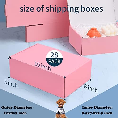 SNOGSWOG 28 Pack 10x8x3 inches Pink Shipping Boxes for Small Business, Small Corrugated Cardboard Gift Box for Mailing,Shipping,Storing,Gifts Wrapping - Image 2