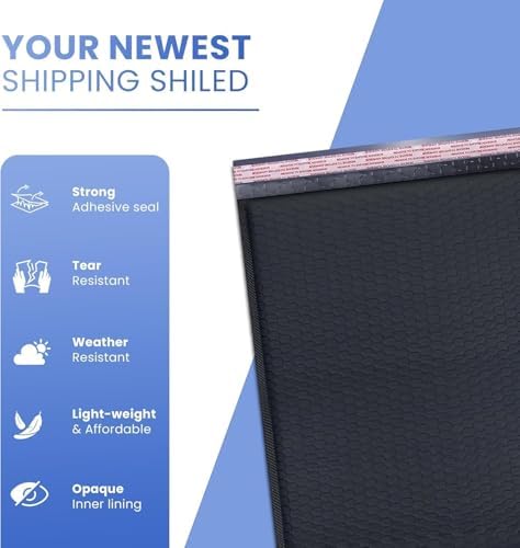 Black Bubble Mailers 9.5x14.5 Self Seal Poly Padded Envelopes #4, 100 Pack - Image 4
