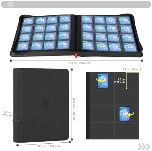 Card Binder with 1024 Cards,16 Pocket Trading Card Binder Includes 32 Page Storage Sleeves,Collection Card Album,Card Holder to Organize and Protect Cards,Black - Image 3