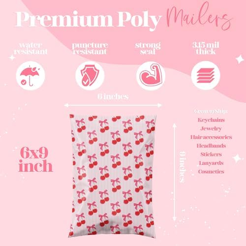 Pretty Package Store Poly Mailers 6x9, Cherry, 100 Pack - Image 2