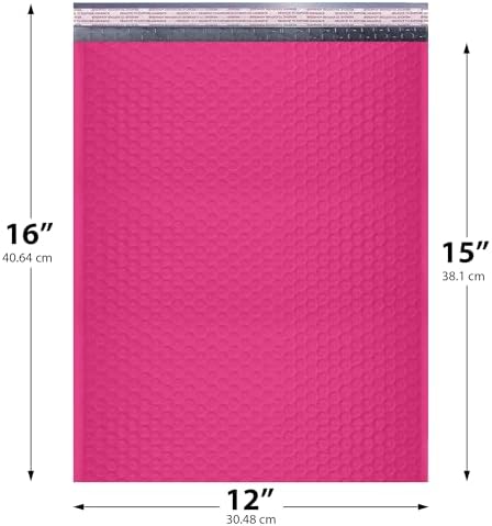 Hot Pink Bubble Mailers 12x15, Poly Padded Envelopes, 100 Pack Bulk - Image 2