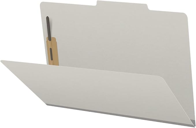 25 Pt. Pressboard Classification Folders, 2/5 Cut ROC Top Tab, Legal Size, No Dividers, Light Gray (Box of 25) by Ecom+Folders