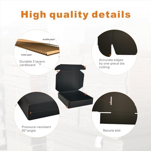 50 Pack 4x4x1'' Small Shipping Boxes, Corrugated Cardboard Mailers for Business, Black (CM441B) - Image 4