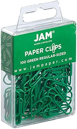 JAM PAPER Colorful Standard Paper Clips - Regular 1 Inch - Green Paperclips - 100/Pack - Image 2