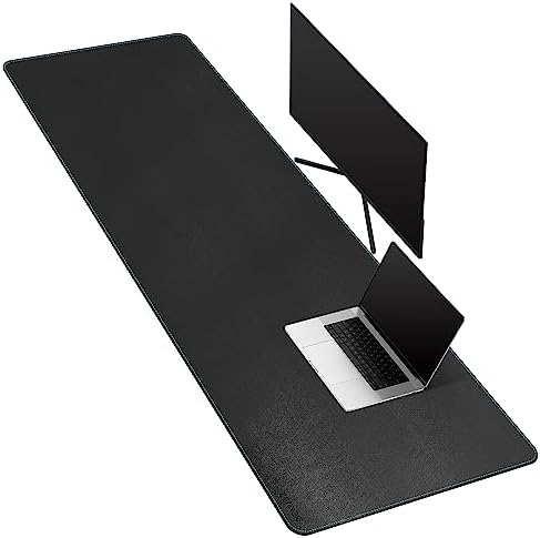 CENNBIE Leather Desk Mat Large, 63" x 19.6" Desk Pad Protector(Black) by CENNBIE