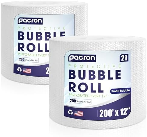 Bubble Roll Wrap 12" x 400', 1-Pack 3/16" Perforated Small Cushioning by Pacron