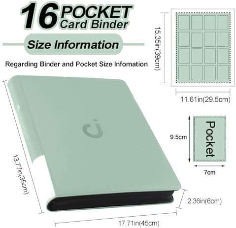 Premium Card Binder 16 Pocket - Fits 1600 Cards，4X4 Ringless Card Album with Sleeves for Trading Cards & Sports Cards（Model C，Asakusa Green） - Image 5