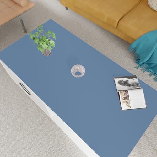 Faux Leather Table Cover,1.8mm Thick,24x48 Inch Desk Cover,Large Desk Mat,Table Protector,Table Cover Protector,Coffee Table Protector,Table Protector Mat(Grayish Blue+Dark Green,24x48) by Zinkooat