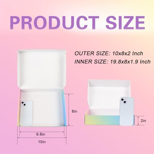 Shipping Boxes Medium 10x8x2", Colorful Mailer Boxes for Packaging 15 Pack, Corrugated Cardboard Boxes for Small Business Mailing - Image 2
