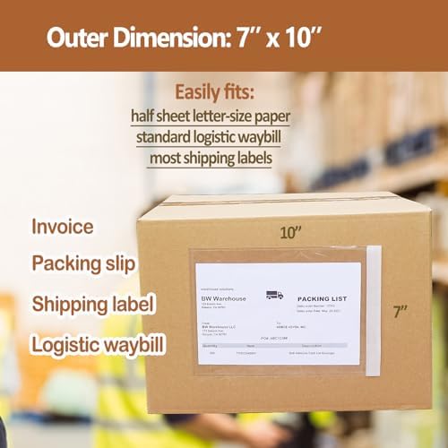 BEUYI (500 Pcs) 2.5 Mil Premium 7" x 10" Clear Adhesive Shipping Label Sleeves,Packing Slip Documents Envelopes Pouches - Image 2