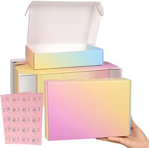 Shipping Boxes for Packaging 9x6x2", 30 Pack Colorful Corrugated Cardboard Boxes, Paper Mailing Boxes for Small Business by OitiO
