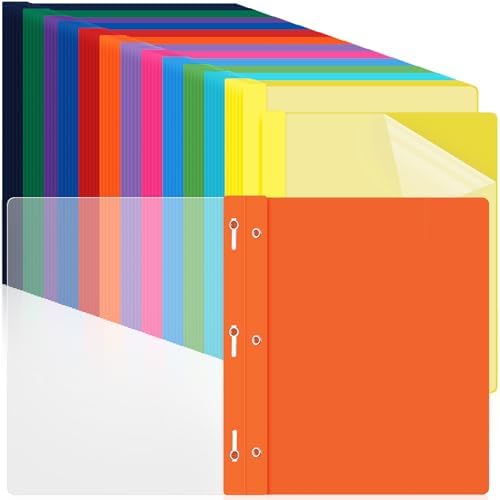 Feifeiya 72 Pack Plastic Report Covers with 3 Prongs Presentation Folders Bulk, 100 Sheet Capacity, Clear Front Report Covers for Presentation Document Paper School Office Supplies (Colorful) by Feifeiya