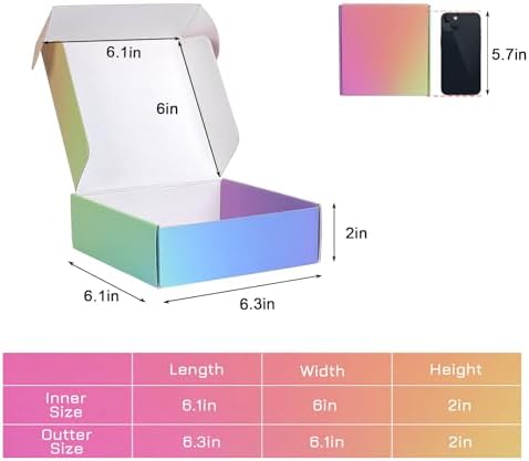 6x6x2 Shipping Boxes Small, 45 Pack Rainbow Corrugated Cardboard Mailer Boxes for Small Business, Mailing, Packaging - Image 2
