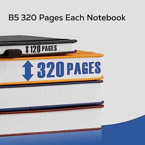 Leather Lined Notebook Journal, 320 Pages Hardcover Notebook Journals for Writing Women & Men, B5 (7.1'' X 10'') College Ruled Notebook with 100GSM Thick Paper for School Work Organization, Dark Blue - Image 3