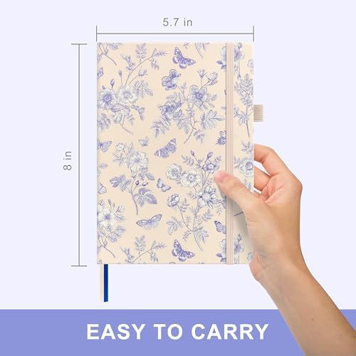 &And Per Se Lined Hardcover Notebook – A5 5.7"x8" College Ruled, 160 Pages, 100gsm Thick Paper – Aesthetic Journal for Women, Gift-Ready Planner, Everyday Writing Notebook (Blue Flowers) - Image 2