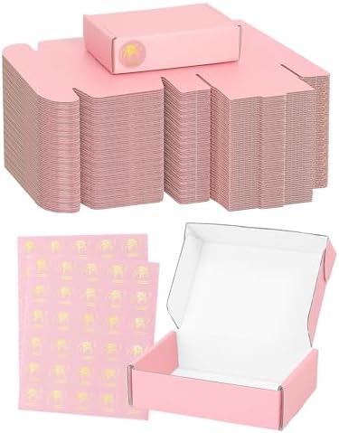 6x4x1.6 Inch Small Shipping Boxes, Pack of 50 Pink Cardboard Boxes, Mailer Packaging Boxes for Gift by TryDrem
