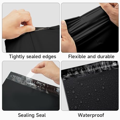 Black Shipping Bags, Self-Seal Poly Mailers 10x13 Inch, 1000 Pack - Image 2