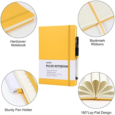 20 Pack Journals for Writing College Ruled Notebooks Journal in Bulk, Hardcover Notebooks (200Pages) for Note Talking, Lined Bullet Journals for Home School Office, 5.7"x8.4", Yellow - Image 3