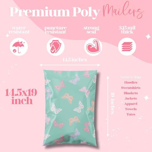 Pretty Package Store Poly Mailers 14.5x19, Butterfly, 100 Pack - Image 3