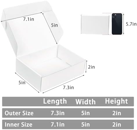 White Shipping Boxes Small 7x5x2 Inches, 45 Pack Corrugated Cardboard Mailer Boxes for Packaging Small Business Mailing Gift - Image 2