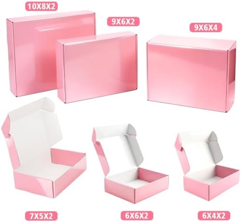 6x4x2 inch Glossy Pink Shipping Boxes, 50 Pack Corrugated Cardboard Mailing Boxes for Small Business Packaging, Shipping Jewelry, Handmade Soaps - Image 6