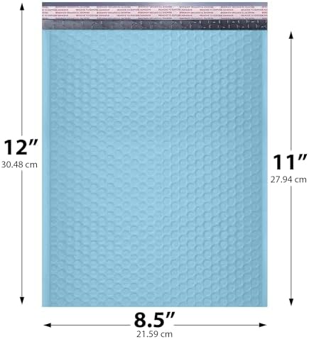 Light Blue Bubble Mailers 8.5x12 Poly Padded Envelopes #2, 100 Pack - Image 2