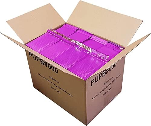 iMBAPrice 500-Pack #000 (4" x 8") Premium Mat Purple Color Self Seal Poly Bubble Mailers Padded Shipping Envelopes (Total 500 Bags) - Image 2