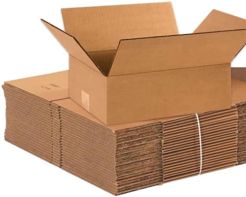 BOX USA Shipping Boxes 12"L x 9"W x 4"H 25-Pack Flat Corrugated Cardboard Box for Packing, Moving and Storage by BOXUSA