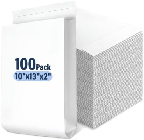 100 Pack Expandable Catalog Manilla Envelopes 10x13 Large White by Unknown