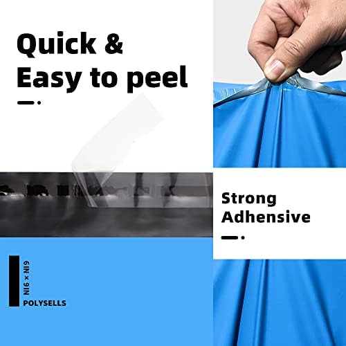 POLYSELLS 100 pcs 6x9 Inches Blue Poly Mailers Shipping Envelopes, Strong Adhesive Sealing, Waterproof, and Tear-resistant Postal Mailing Bags for Clothing, Books, and Accessories - Image 3