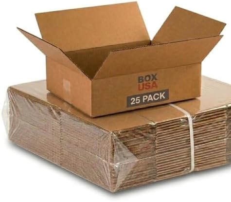 BOX USA 1293 Flat Corrugated Cardboard Box 12" L x 9" W x 3" H, Kraft, For Shipping, Packing and Moving (Pack of 25) by BOXUSA
