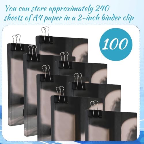 Jetec 100 Pcs Extra Large Binder Clips 2 Inch Binder Clips Bulk, Black - Image 4
