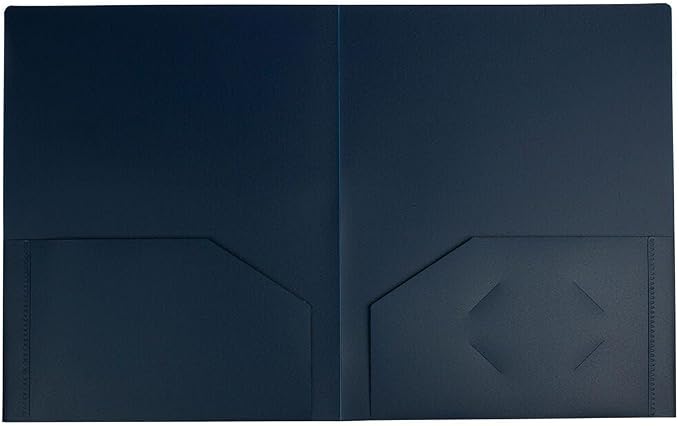 JAM PAPER Heavy Duty Plastic 2 Pocket Extra Tough School Folders - Navy Blue - 3/Pack - Image 2