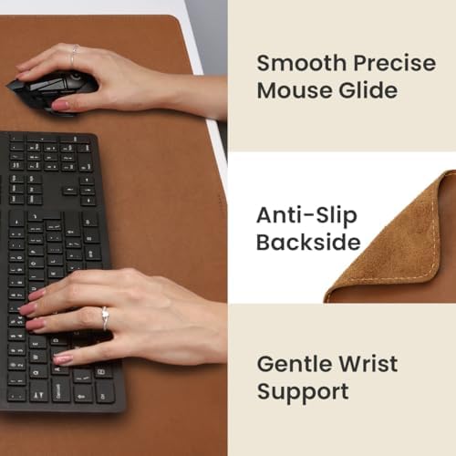 Full Grain Leather Desk Pad, Toffee Tan Brown, XL(35.4 x 15.7 inch) - Image 5