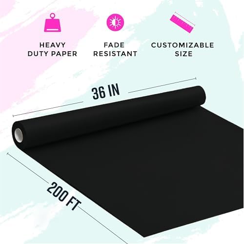 Bryco Goods 36” x 2400” (200’) Black Kraft Paper Roll - Made in USA - Ideal for Bulletin Board, Packing, Shipping, Arts & Crafts, Bouquet, Gift Wrapping, Table Covering - Image 2
